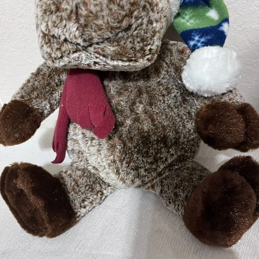 Chosun Christmas Moose Reindeer Holiday Plush Stuffed Animal scarf & hat frosted